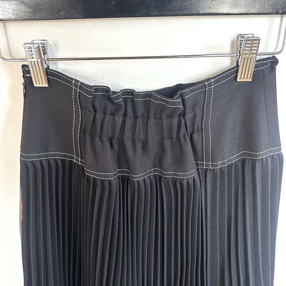 UNITED TOKYO Long Asymmetric Pleated Skirt Black/Brown Color Comb Sz 1/US 4-6 - Picture 9 of 13